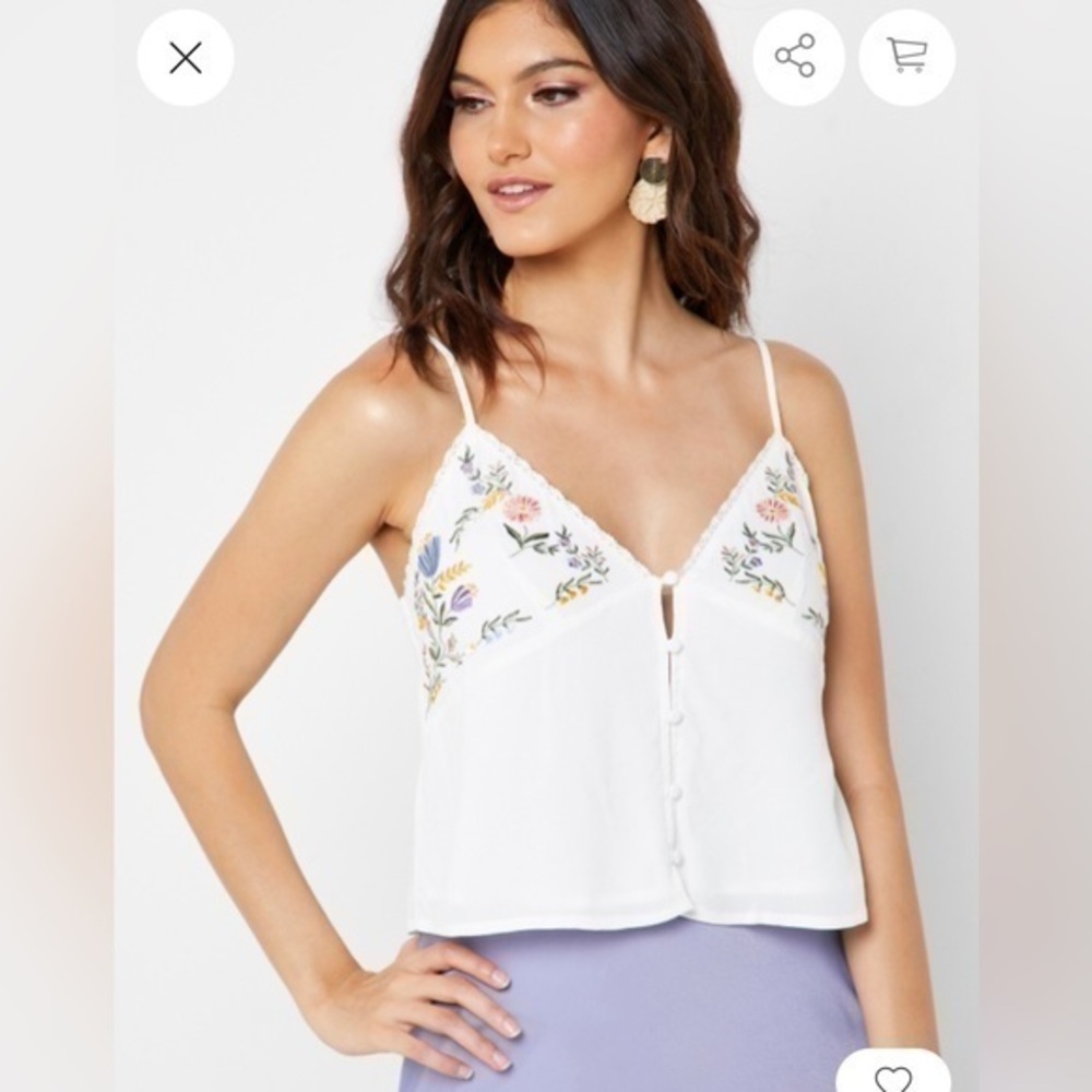 Forever 21 White Floral Crop cami Top size small